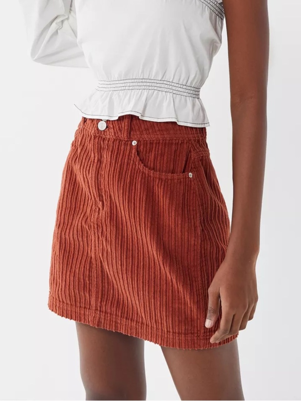 Urban Outfitters UO New York Minute Corduroy Skirt Size Medium Rust Fall Autumn